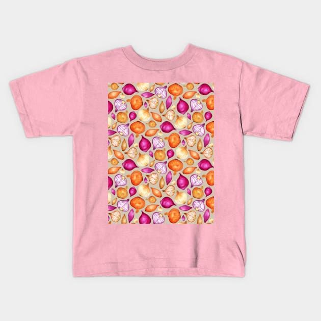 Onions Only on Beige Kids T-Shirt by Milamoo